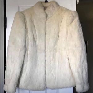 80s Vintage White Fur Natural Rabbit Fur Jacket